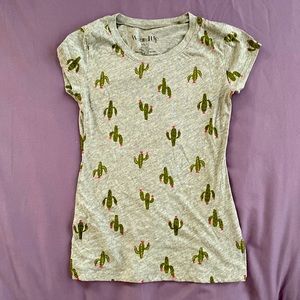 grey t-shirt with cactuses